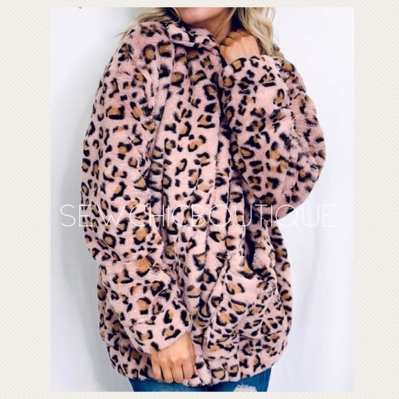 Softest Pink Leopard 🐆 Printed Furry Jacket Ever - Picture 8 of 8